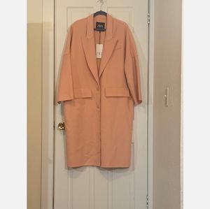 NWT Zara long wool blend coat M